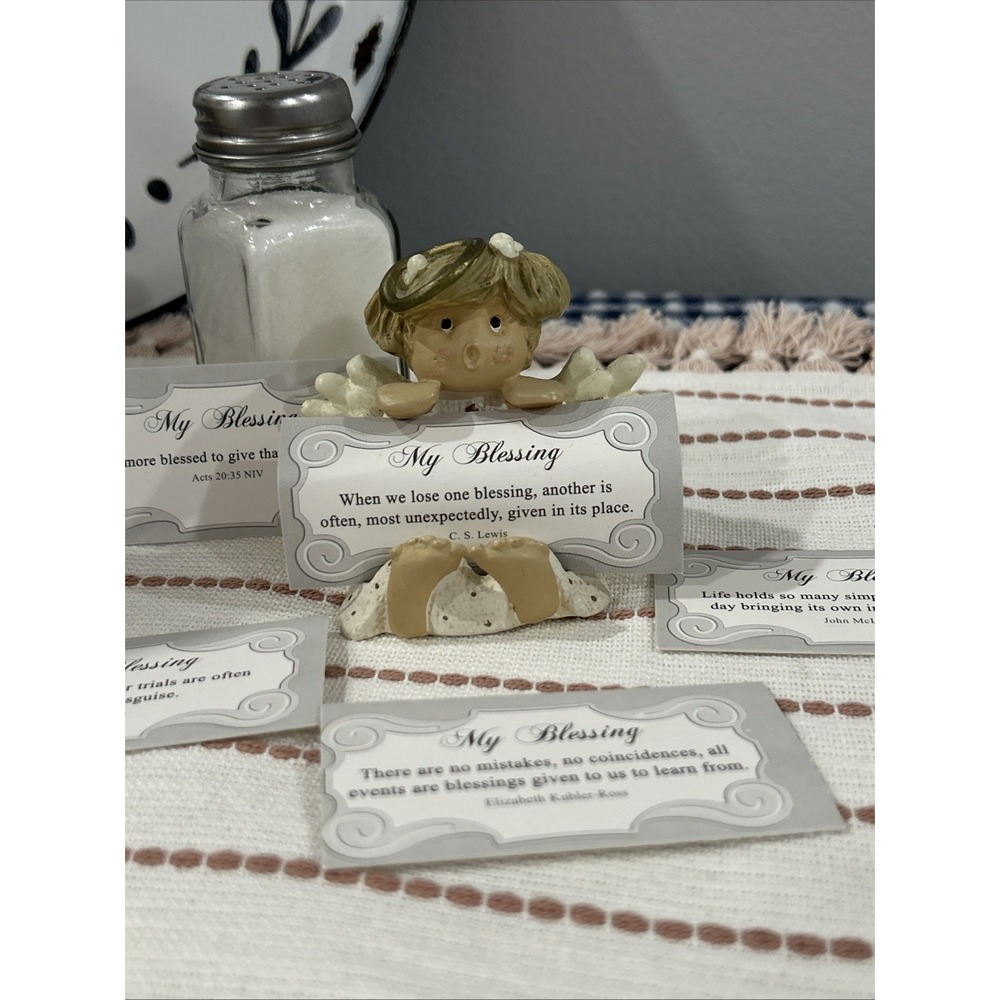 1997 Little Girl Angel Bible Verse Holder w 10 Cards Daily Scripture Zondervan